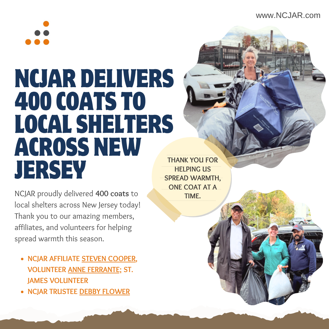 NCJAR Delivers 400 Coats to Local Shelters Across New Jersey NCJAR Delivers 400 Coats